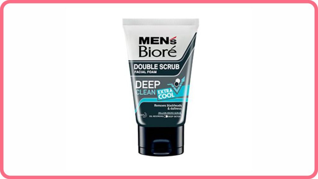 men’s biore double scrub facial foam deep clean extra cool