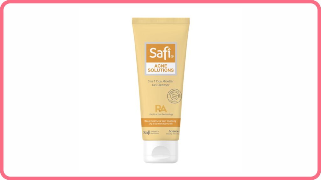 safi acne solutions 3-in-1 cica micellar gel cleanser