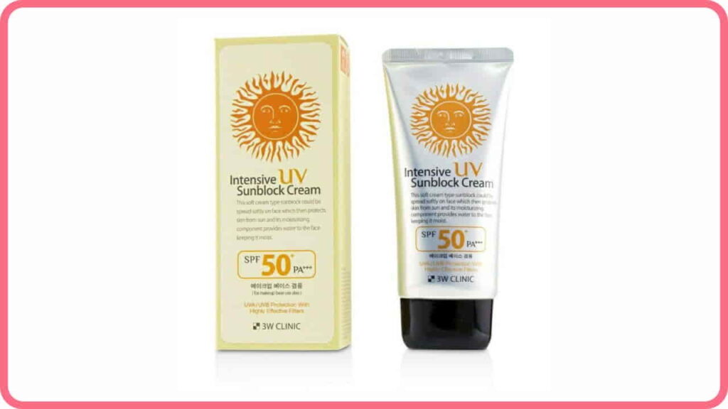 3w clinic sunscreen intensive uv sunblock cream refreshing suncream anti uv spf50 pa+++