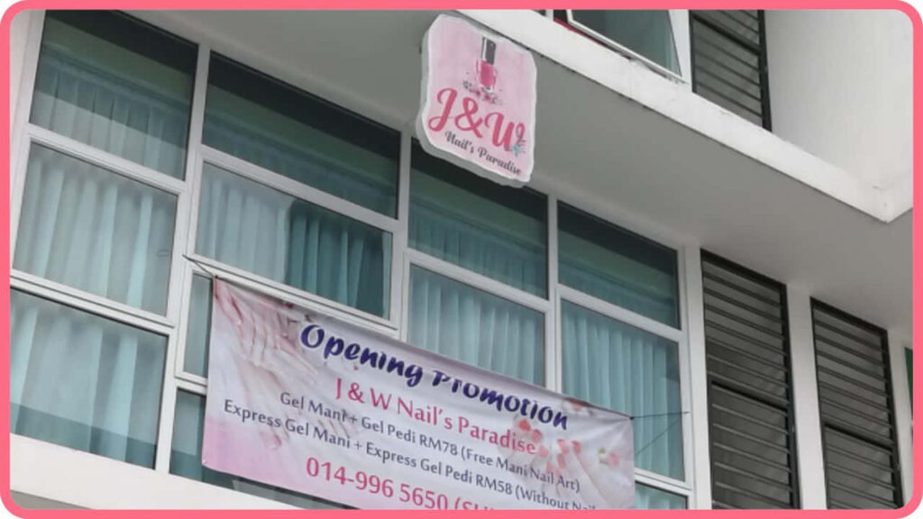 j & w nail's paradise, nail salon kuching