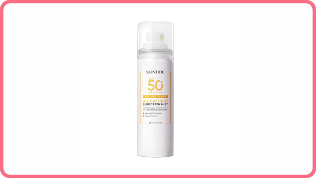 skintific all day light sunscreen mist spf50 pa++++