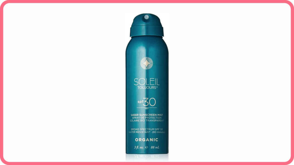 soleil toujours organic sheer sunscreen mist spf 30