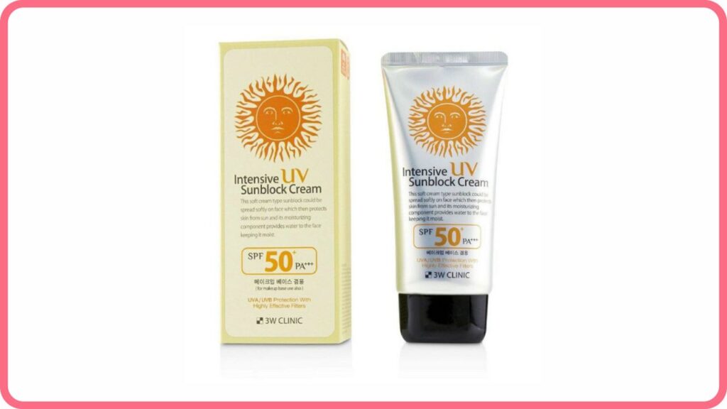 3w clinic intensive uv sunblock cream spf50